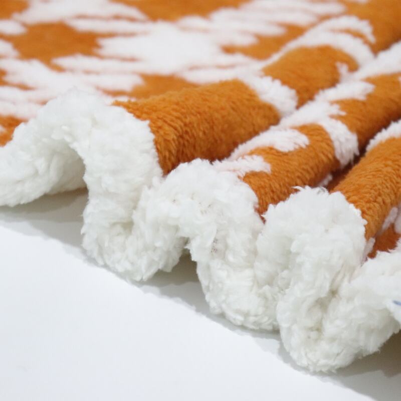 Orange Stripes Cationic Sherpa Fleece Blanket manufacture