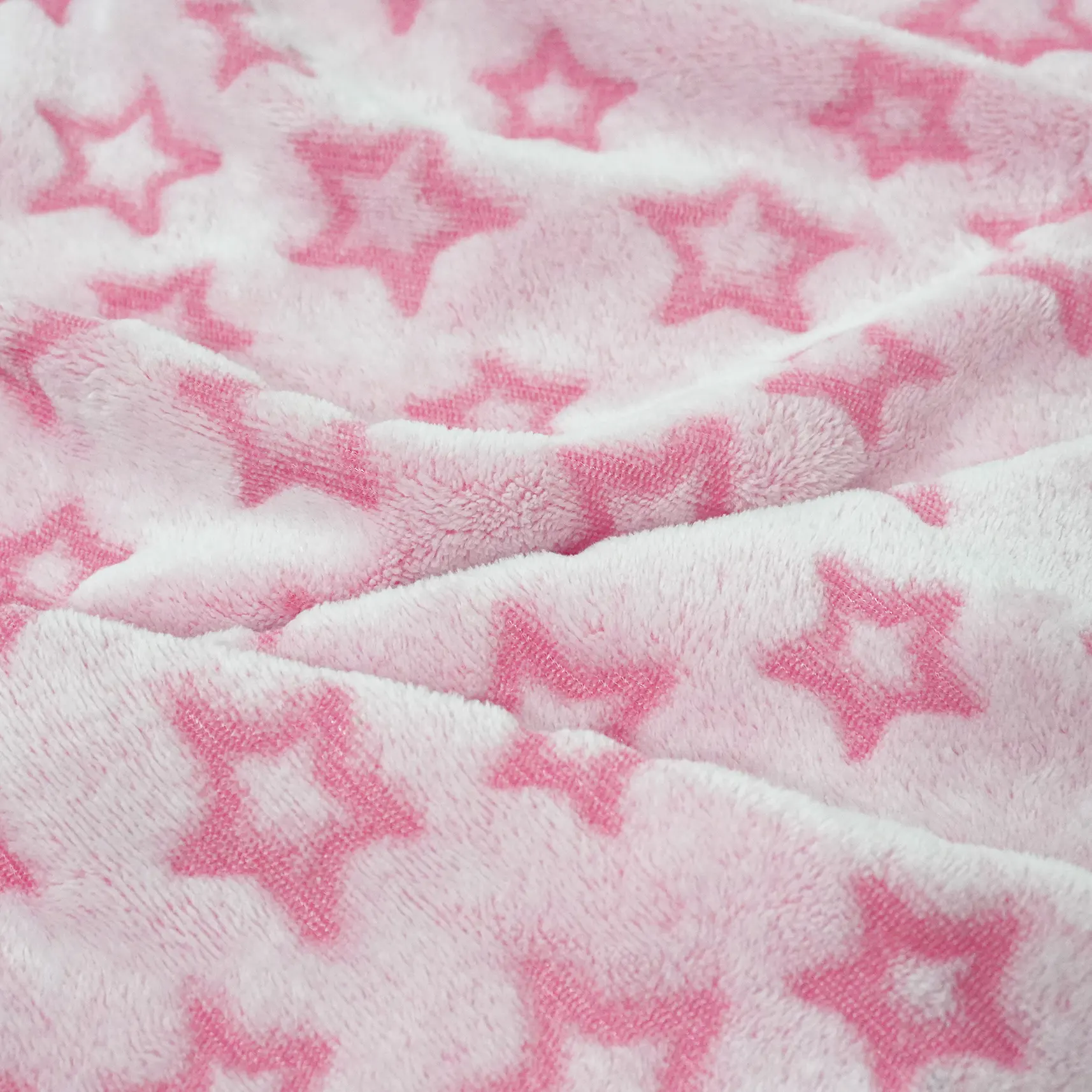 Pink Star Pattern Cutting Flannel Blanket factory