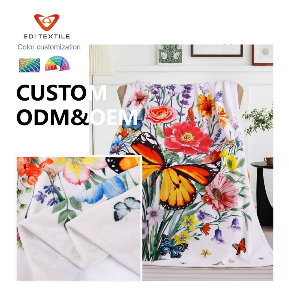 Фланелевое одеяло с принтом бабочек и диких цветов, оптовая продажа, полиэстеровое одеяло для дома, отелей и оптовых подарков