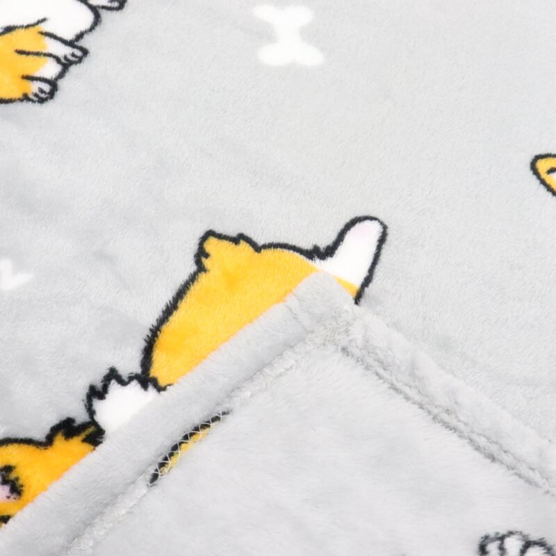 Light Grey Corgi Printing Flannel Blanket factory