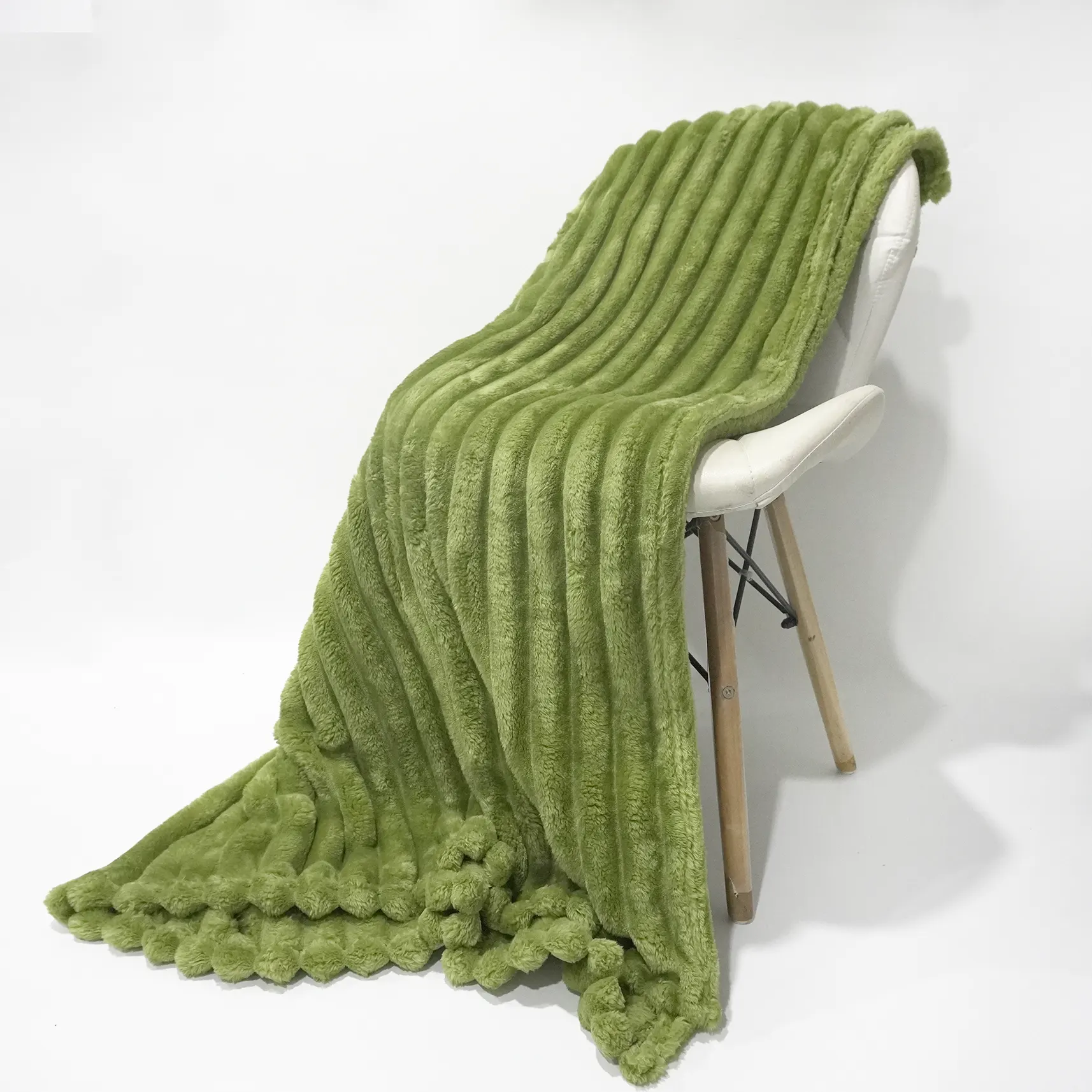 Green Stripes Jacquard Flannel Blanket supplier