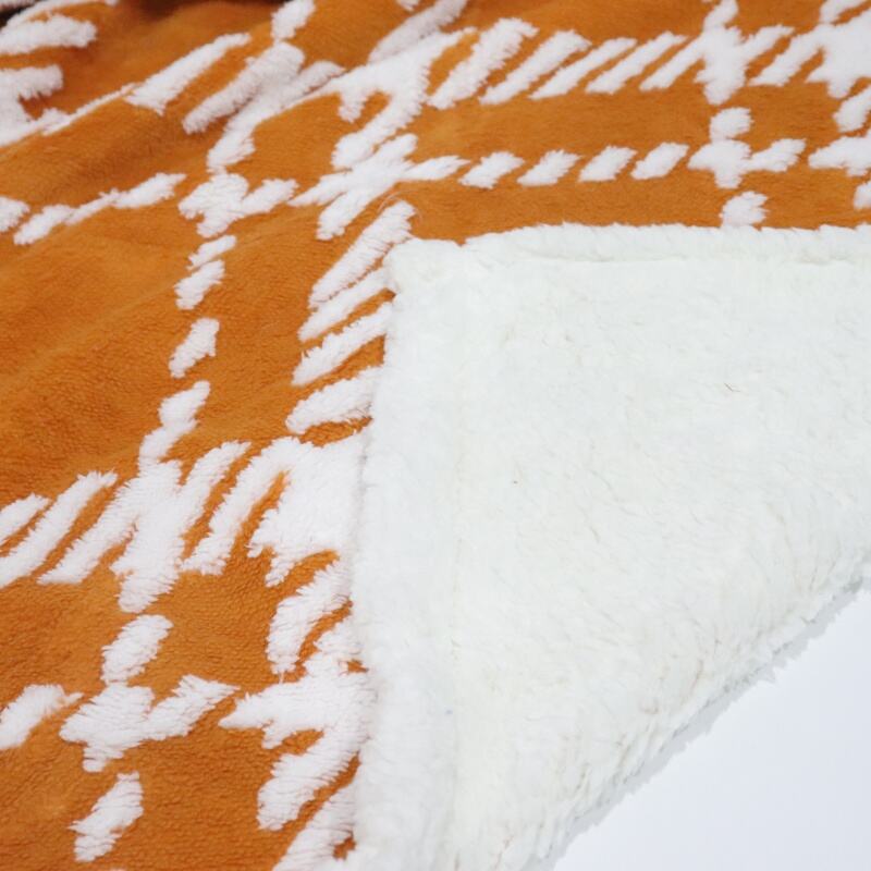 Orange Stripes Cationic Sherpa Fleece Blanket factory