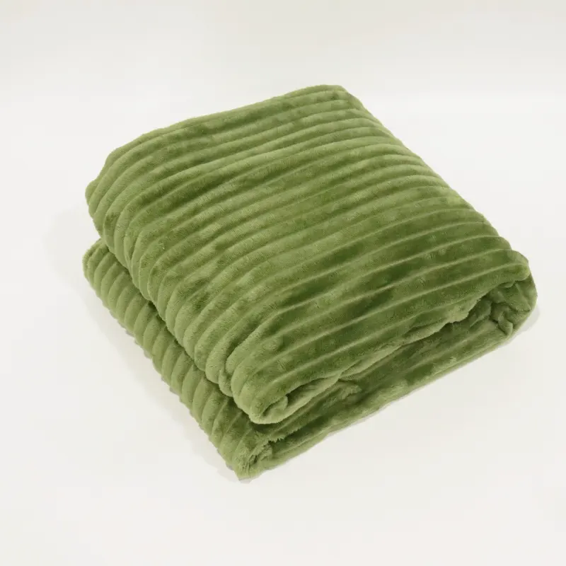 Green Stripes Jacquard Flannel Blanket factory