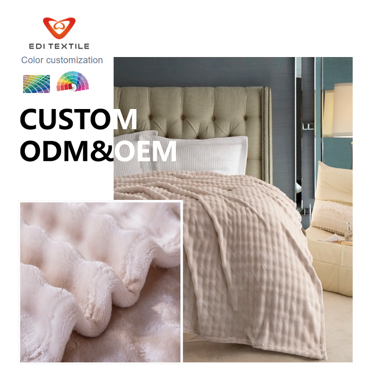 Custom ODM/OEM Waffle Flannel Throw Blanket Ultra-Soft Cozy Warm Plush Blanket for Bed, Couch  Travel | Color Customizable for Home Decor  Bulk Orders