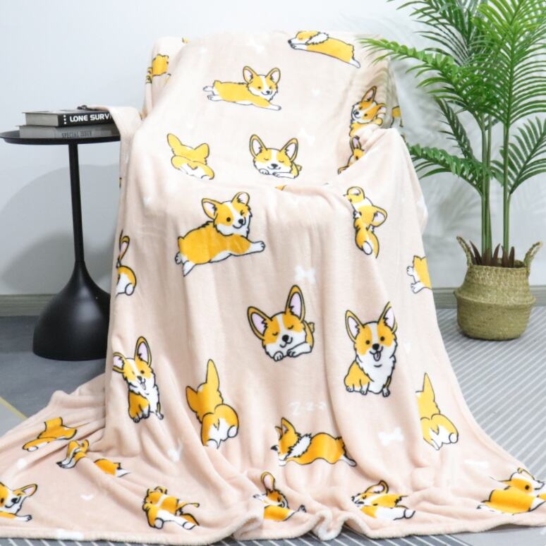 تصنيع بطانية الفانيلا الطباعة كورجي الوردي