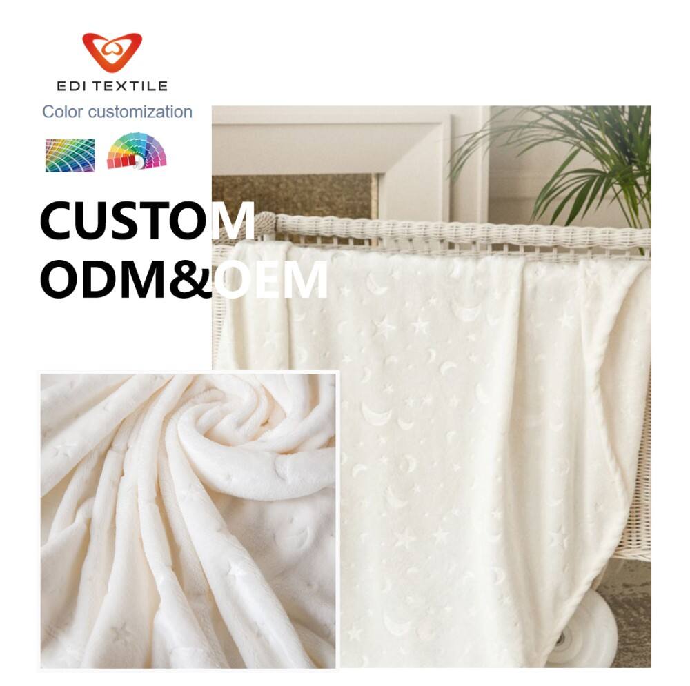 Moon Star Flannel Blanket with cutting Ultra Soft Baby-Safe Throw Polyester Custom ODM OEM for Kids Nursery Newborn Gift