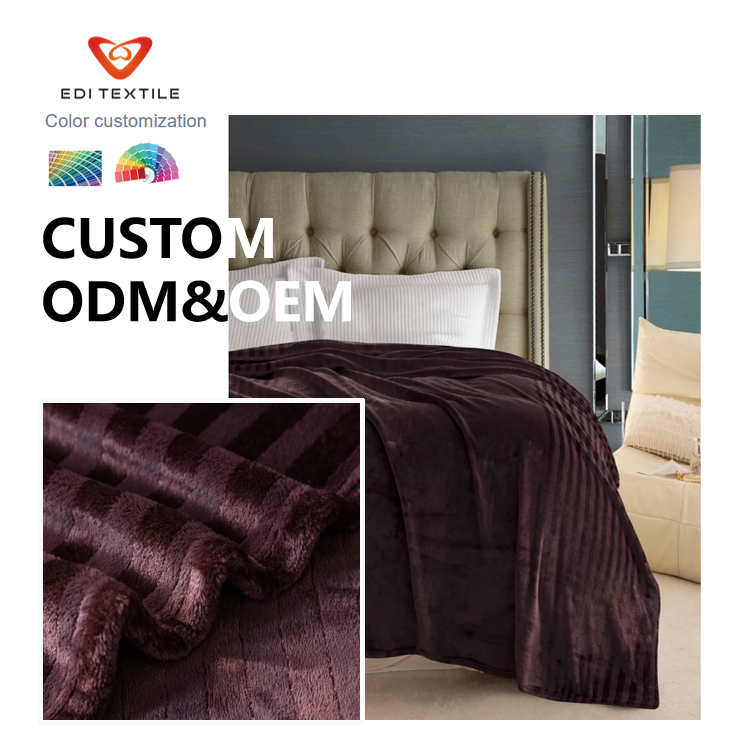 Premium Striped Flannel Blanket Soft Cozy Warm Throw for Bed Couch, Customizable Color, ODM/OEM Supported