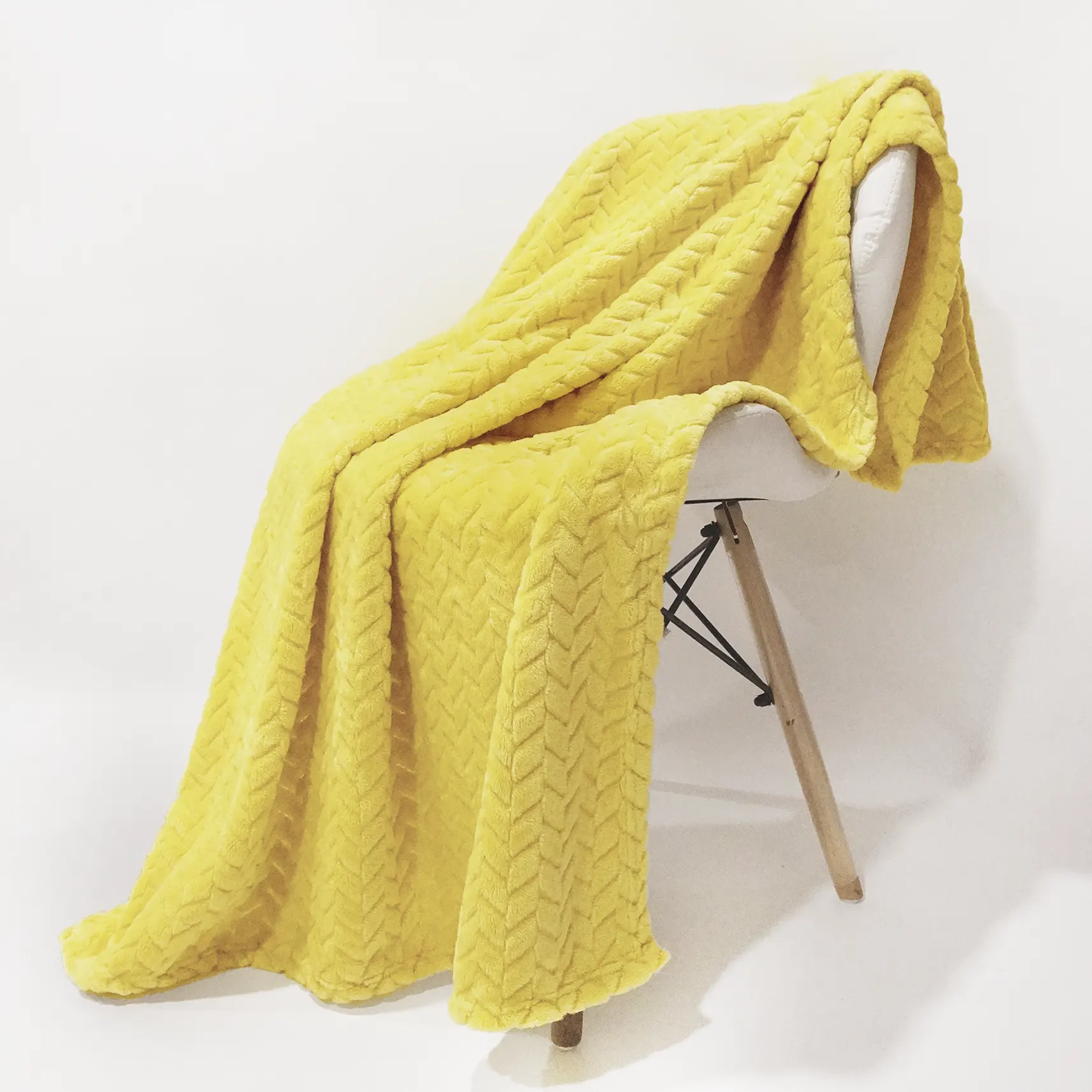 Yellow Twist Pattern Jacquard Flannel Blanket factory