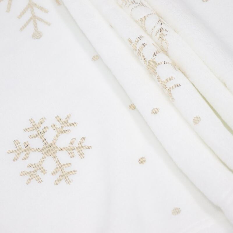 Gold Foil Snow Pattern New Years Flannel Blanket factory