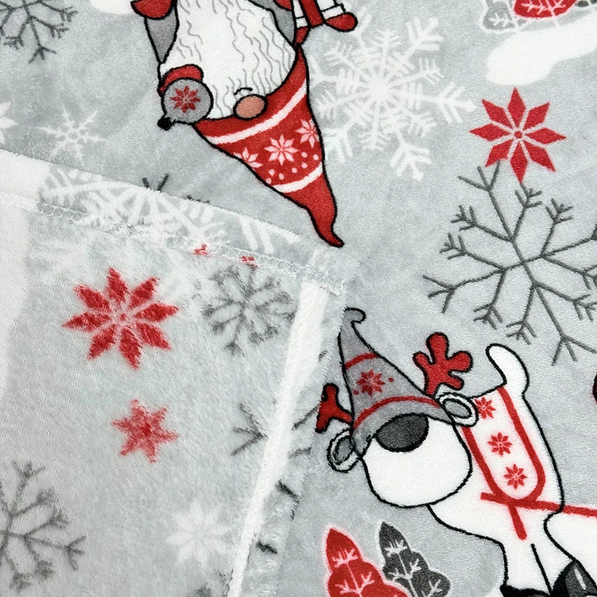 Christmas Santa Claus And Elk Flannel Coral Fleece Blanket