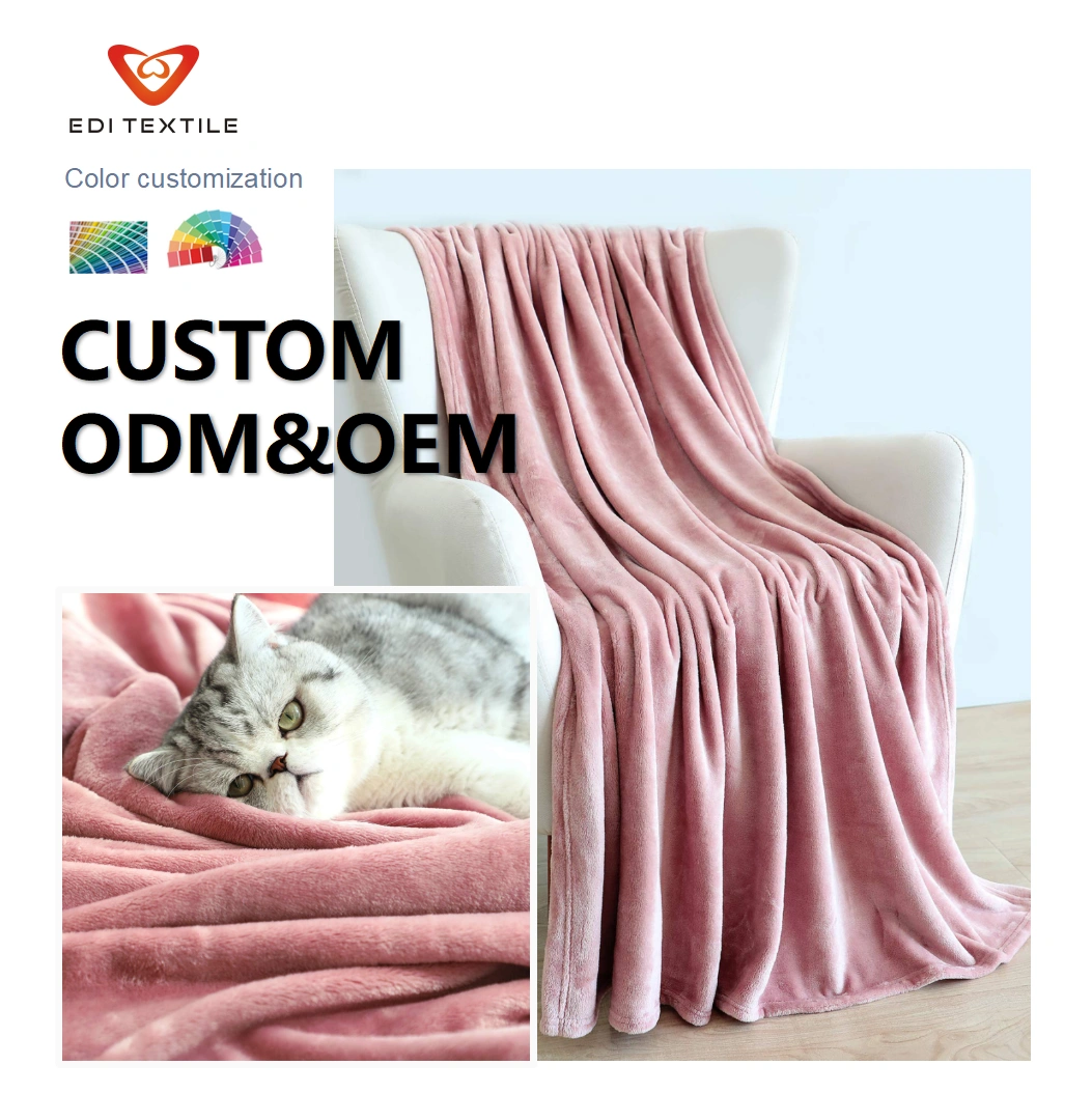 Büyük Boy Pembe Flanel Fleece Battaniye Düz Örtü Rahat Hafif Kalın Tekstürlü Battaniye Tüm Mevsimler için Uygun Kadın Erkek ve Çocuklar için Uygun
