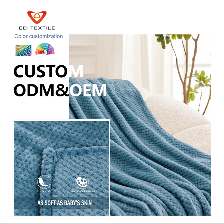 Couverture jetable en flanelle à motif nid-d’abeille ultra-douce – Couverture chaude et confortable anti-statique pour lit et canapé