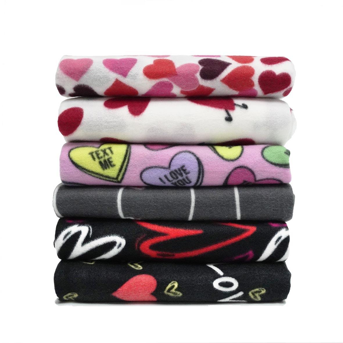 Various Love Heart Patterns Printed Polar Fleece Fabric