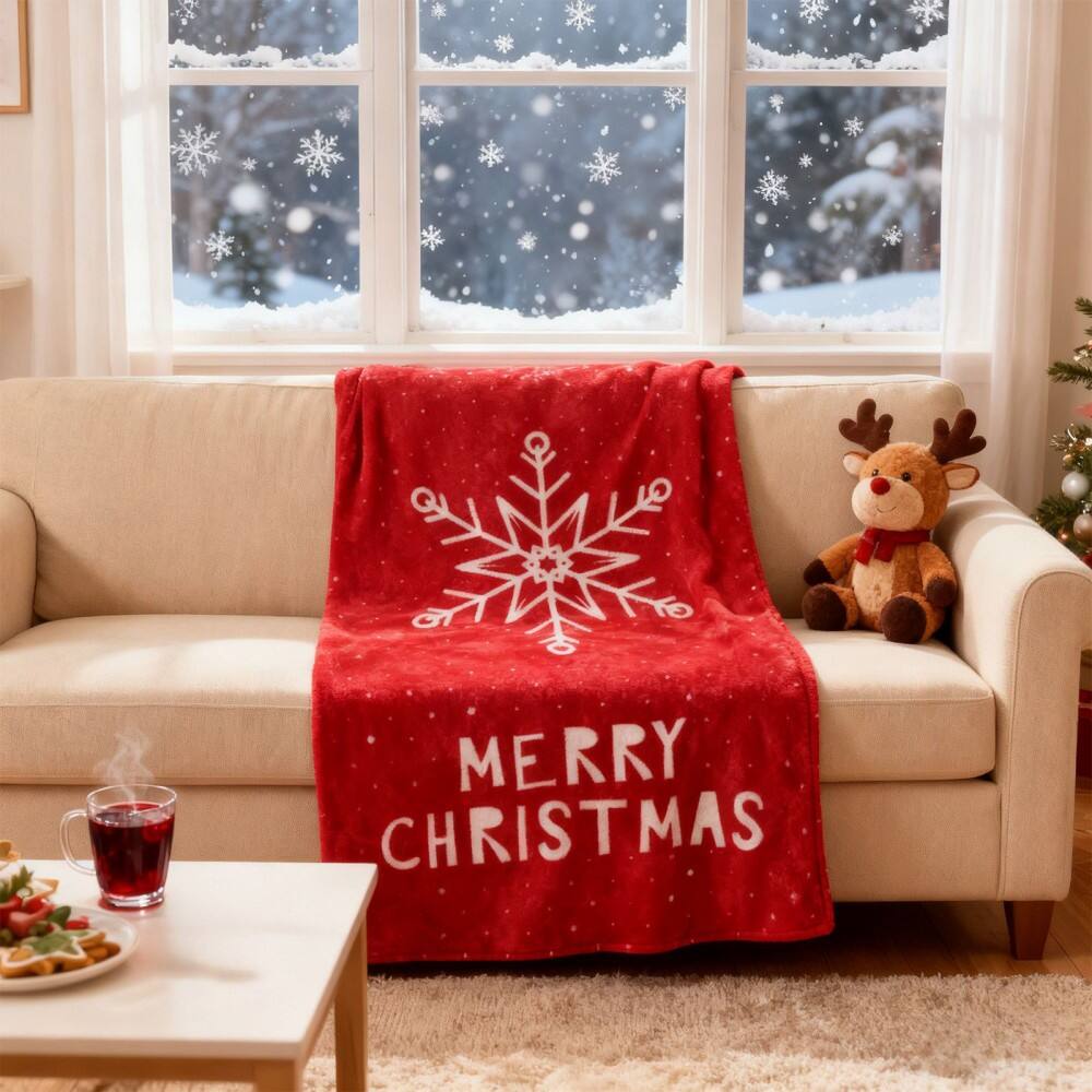 Christmas print flannel blanket