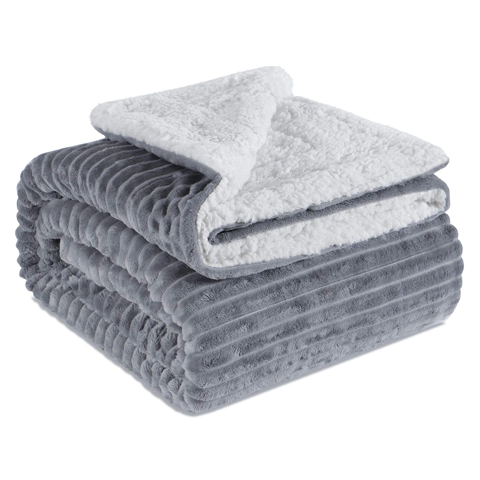 Wholesale Hot Selling Velvet Double-Layer Cozy Plush Soft Warm Cot Quilt Stripes Flannel Baby Blanket for Winter Sherpa Blanket