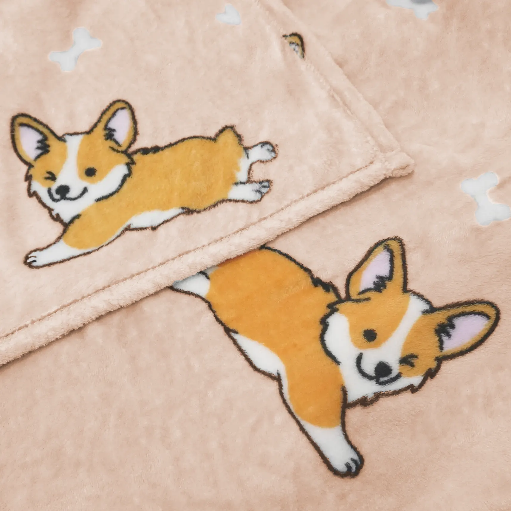 المورد الوردي فصيل كورجي الطباعة الفانيلا بطانية