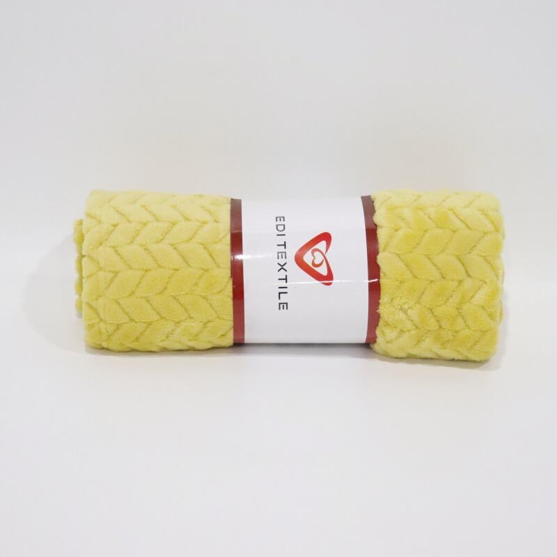 Yellow Twist Pattern Jacquard Flannel Blanket factory