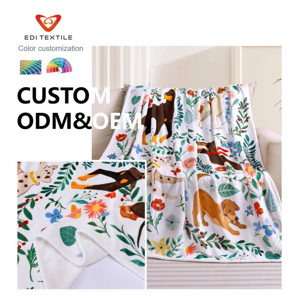 Оптовая продажа индивидуальных фланелевых пледов с принтом собак, персонализированные мягкие фланелевые пледы для оптовых заказов