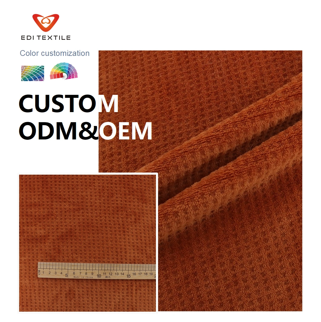 Blød 100% Polyester Waffle Plaid Varm Komfortabel Sofa Seng Flanel Stof Jule Design Modernt Enkel Farve Høj Kvalitet Bæredygtig