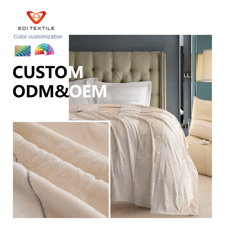Wholesale Custom Embossed Flannel Blanket  OEM  ODM Supported, Color Customizable Ultra-Soft Warm Throw for Home, Gifts  Bulk Orders