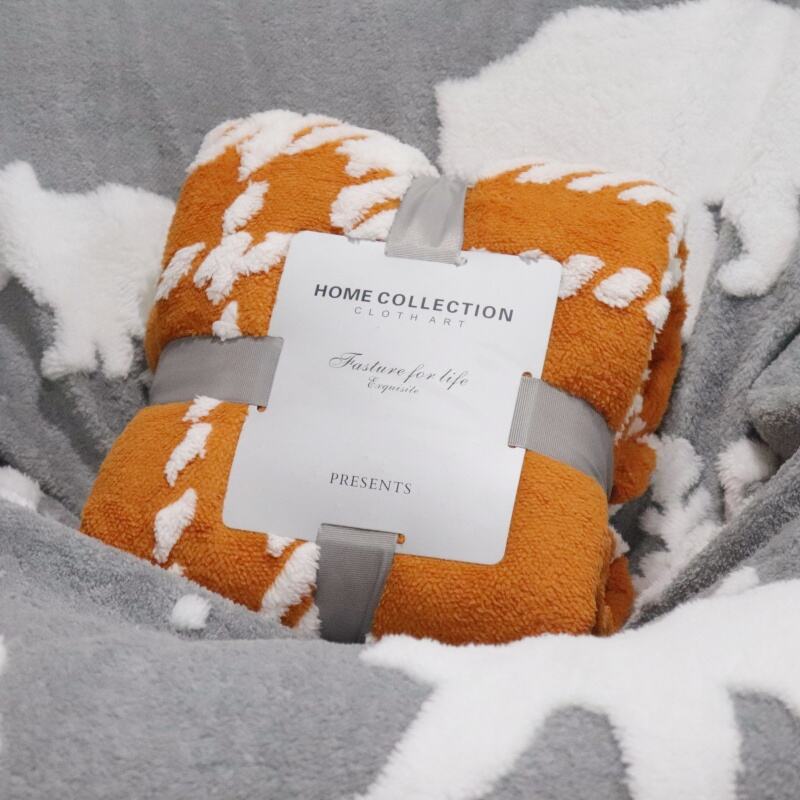 Orange Stripes Cationic Sherpa Fleece Blanket details