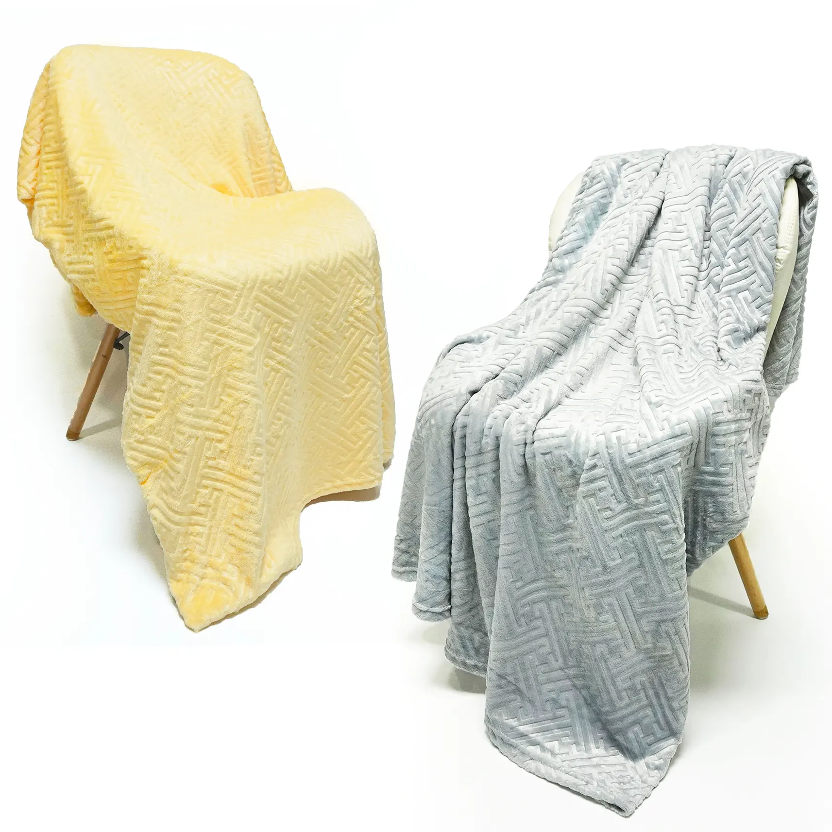 Geometric Pattern Embossing Flannel Blanket