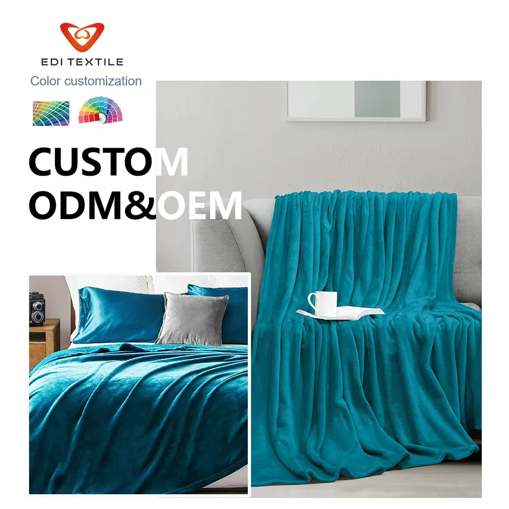 Op maat gemaakte, eenvoudig gekleurde premium flanellen dekentjes, ultra glad en zijdezacht, huidvriendelijk en knus warm dekentje voor bank, sofa, gastenkamer of slaapkamer, decoratief dekentje voor een moderne inrichting