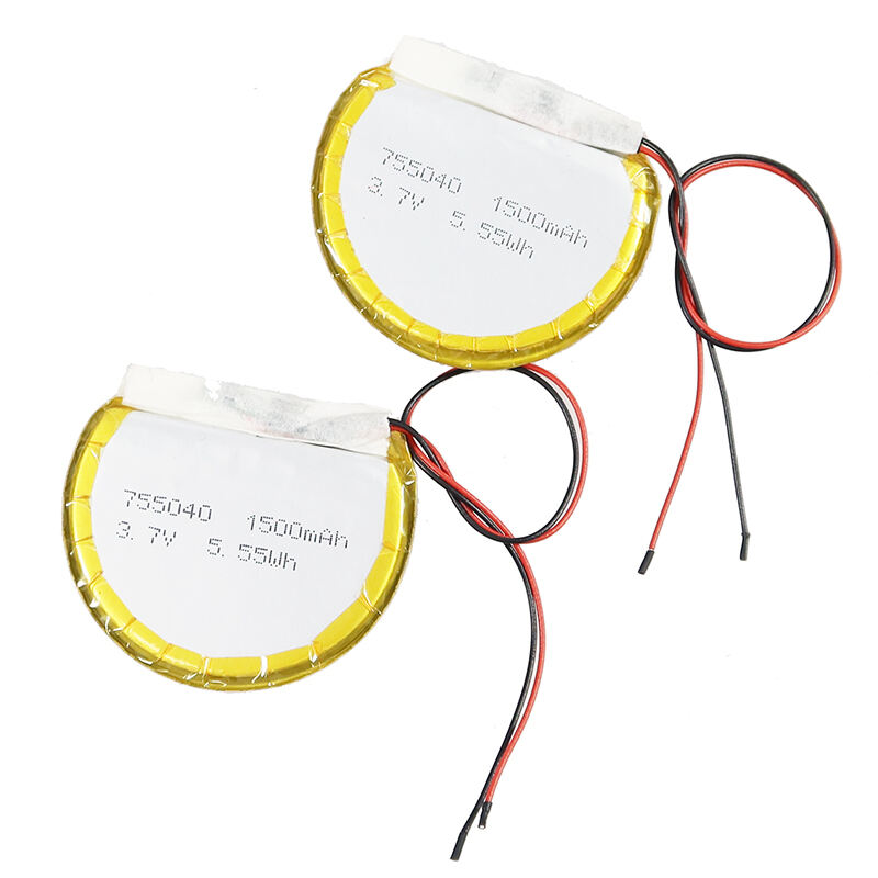 OEM odm lithium polymer 3.7v 1500mah sạc lại 755040 pin tròn pin pin lipo pin với đầu nối