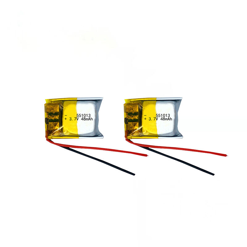 OEM Rechargeable Lithium Polymer 551013 3.7V 52mAh Small Lipo battery with solder tabs for Earphone