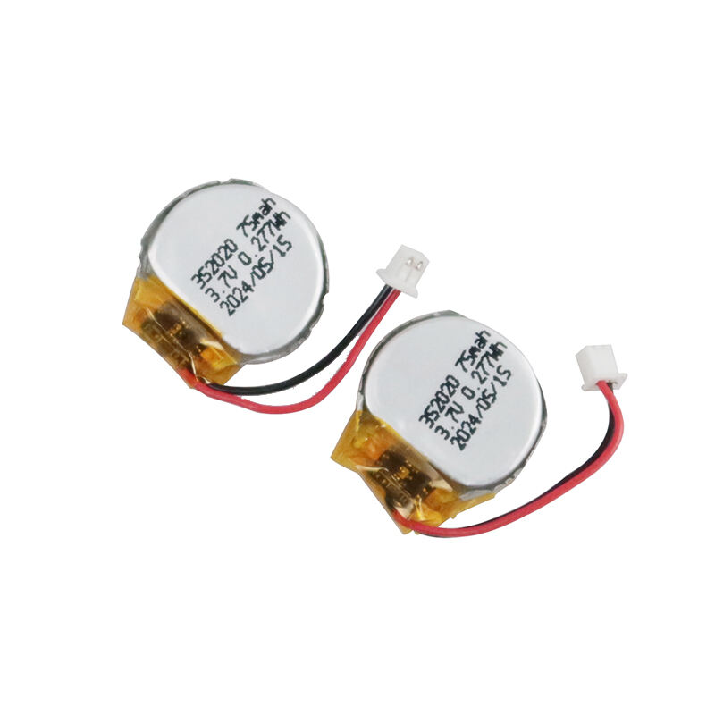 OEM 3.7v 75mAh Round ultra thin power lipo battery cells Rechargeable Lithium Polymer cell 352020 Battery with Wires