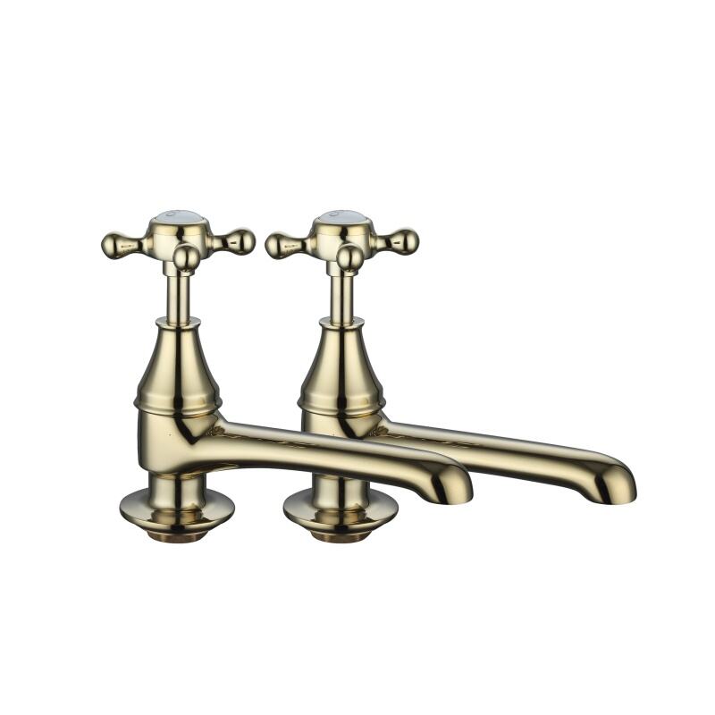 Luxury Gold Brass Basin Pillar Taps - Gold