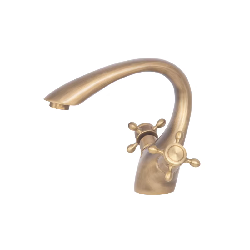 Luxury Brass Dual Handles Basin Tap - Bronze  manufacture