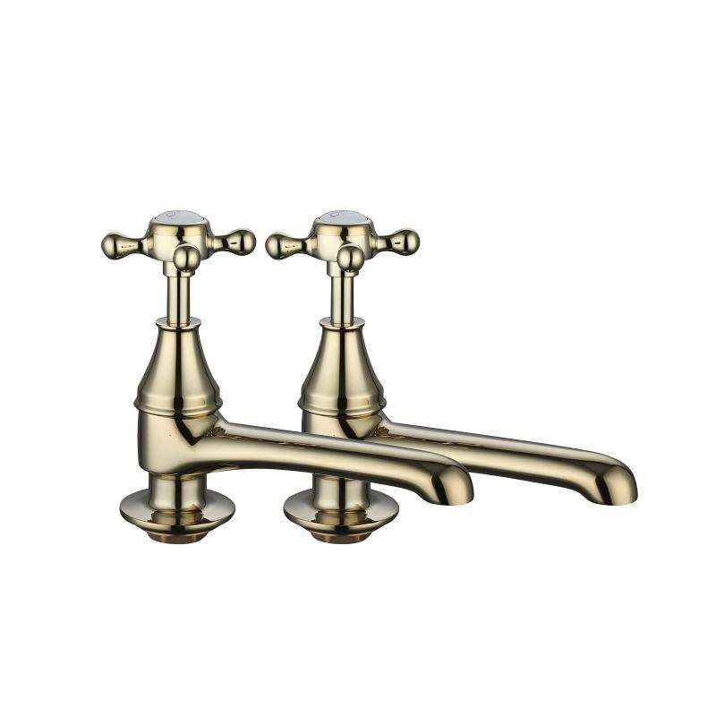 Luxury Gold Brass Basin Pillar Taps