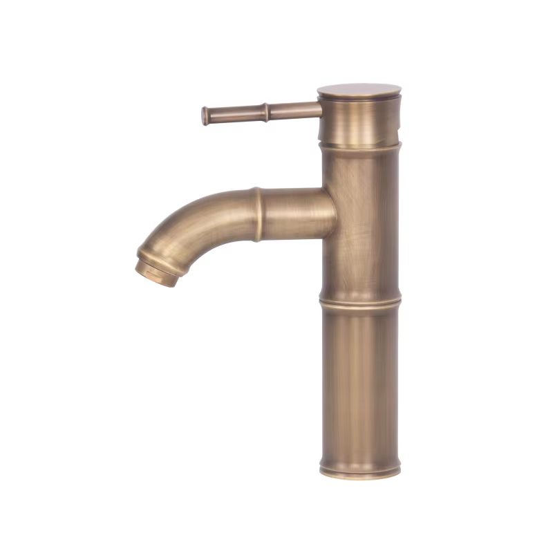 Luxury Brass Bamboo Shaped Basin Tap - Bronze  details