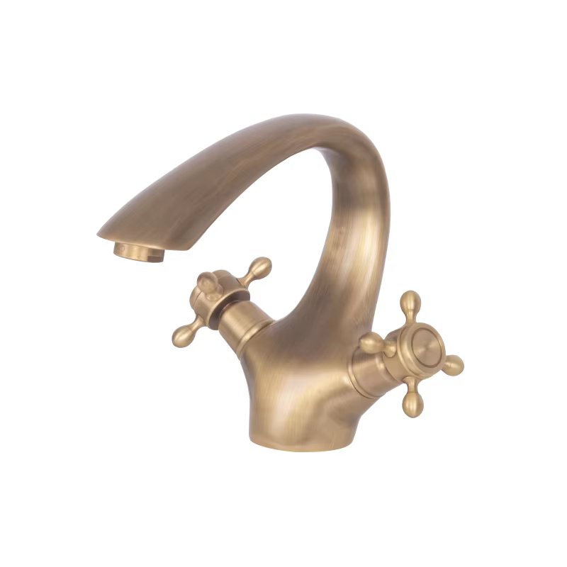 Luxury Brass Dual Handles Basin Tap - Bronze  factory