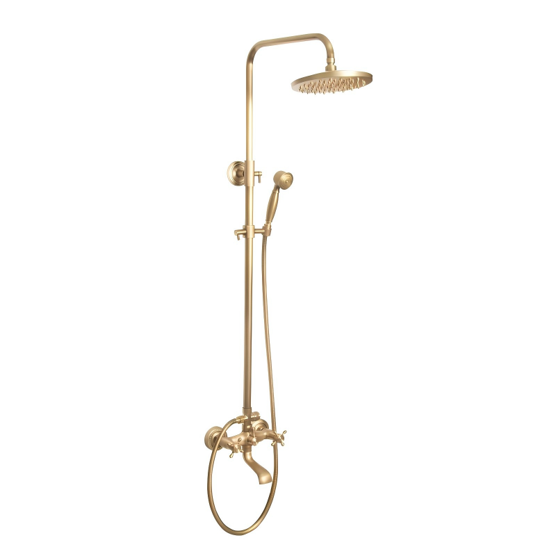 Traditional Brass Triple Function Exposed Thermostatic Shower System - Brushed Brass