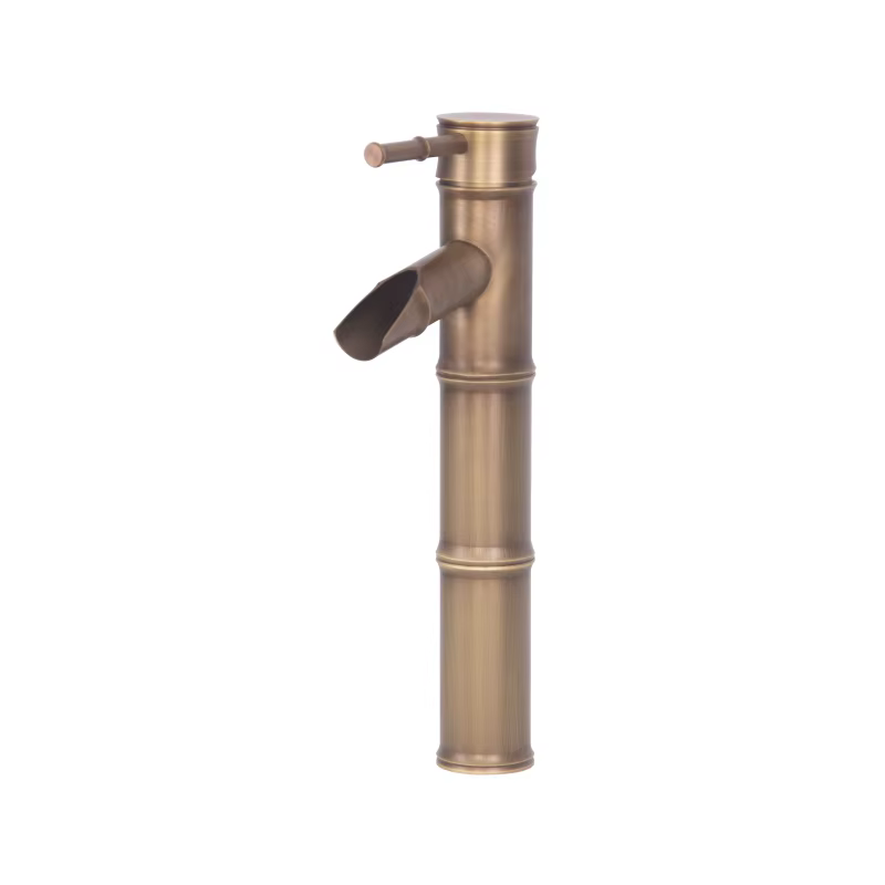 Luxury Tall Bamboo Shaped Waterfall Brass Basin Tap - Bronze factory