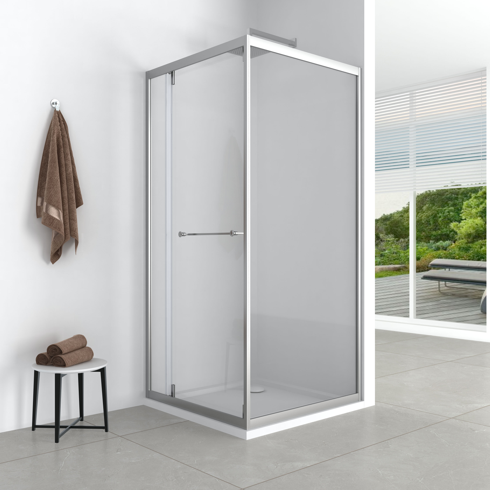 Sleek Silver - Framed Shower Enclosure with Frosted Glass