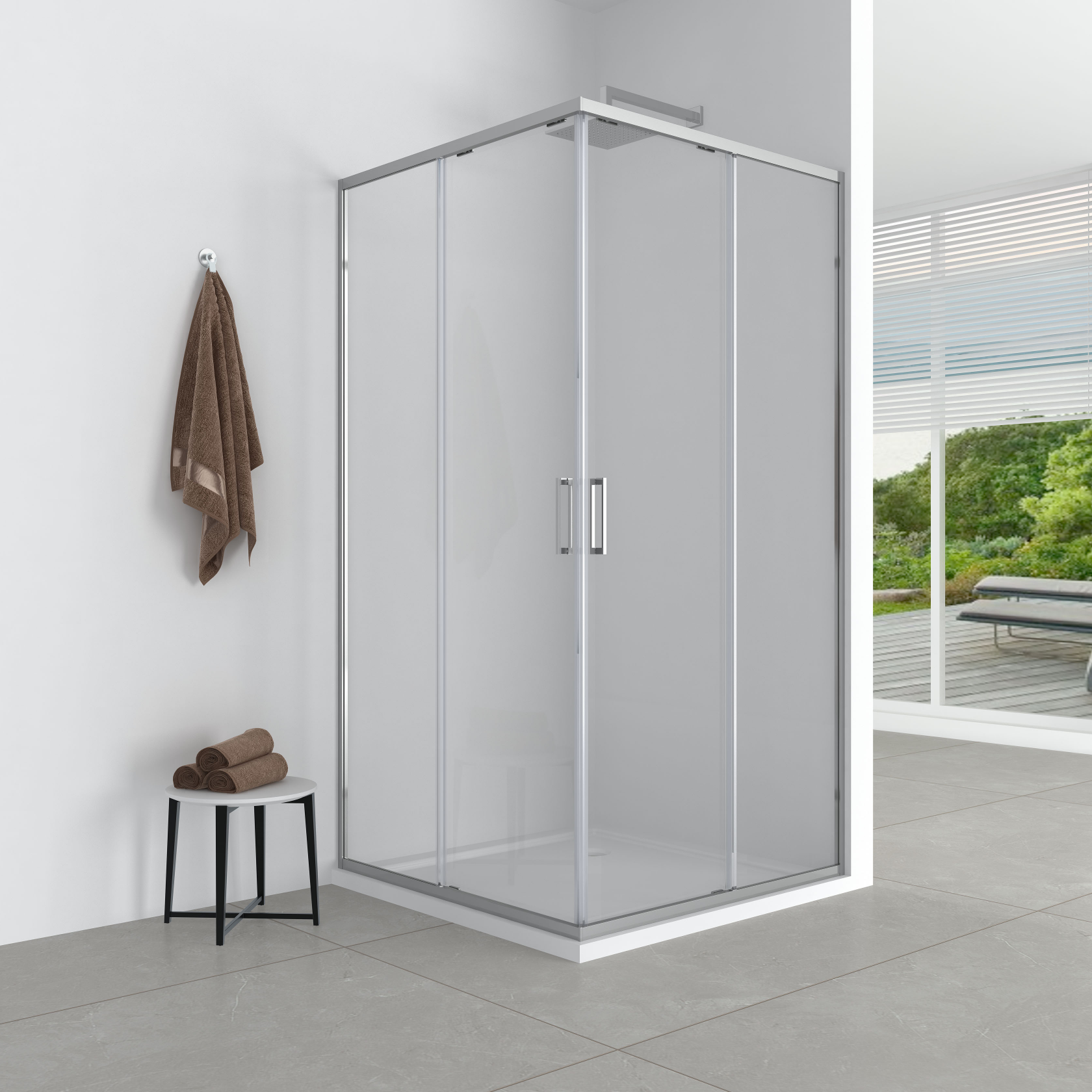 Contemporary Silver - Framed  Shower Enclosure