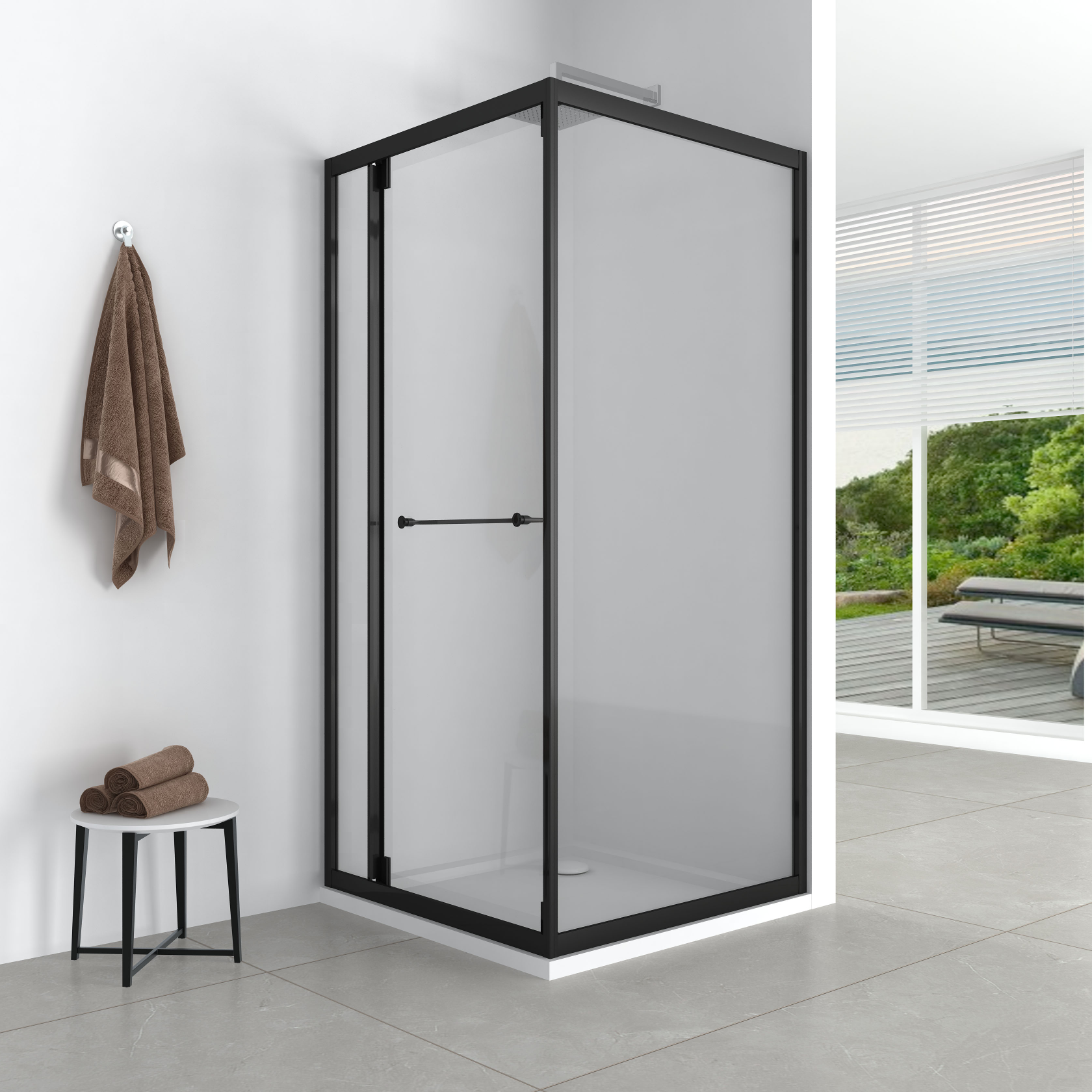 Popular side sliding door shower cabin space-saving design with soft close function