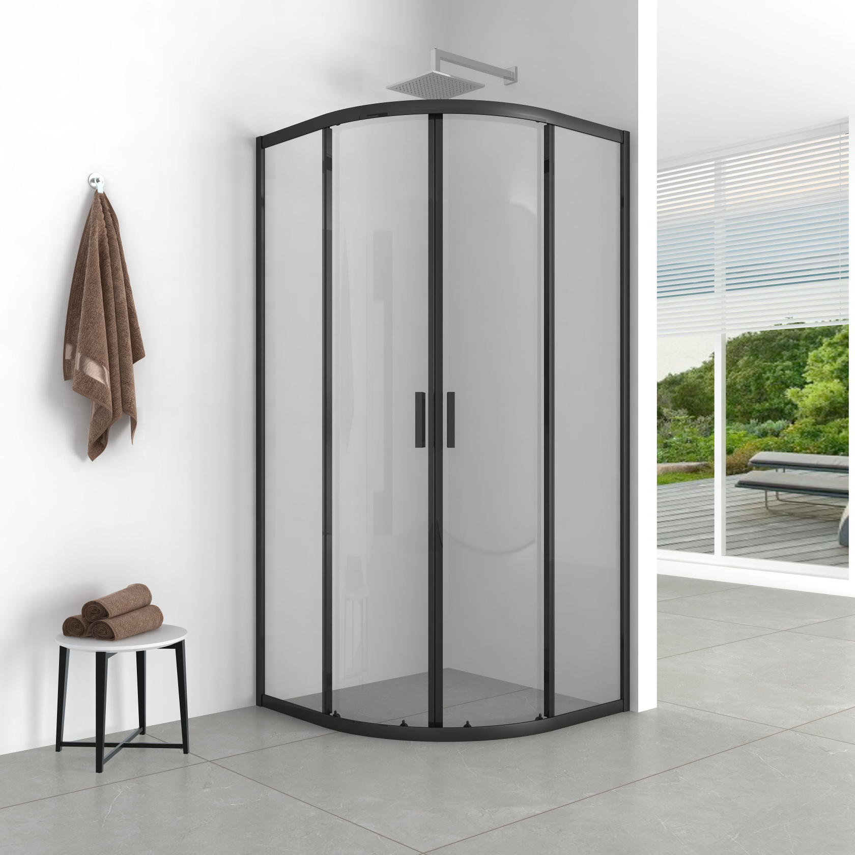 Elegant and simple round shower cabin