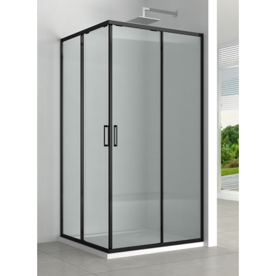 Modern Black - Framed Shower Cubicle: Double - Sliding Doors
