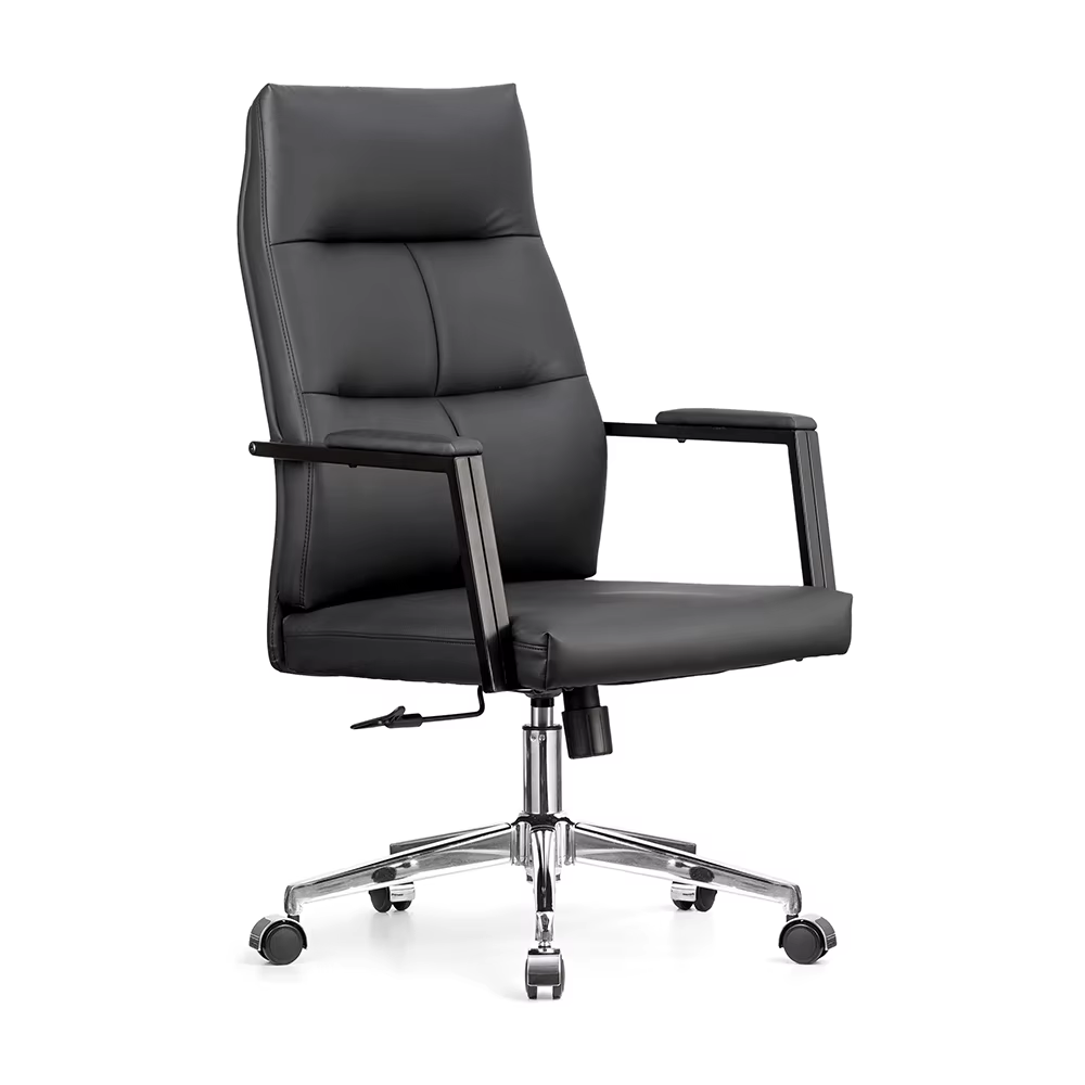 Scaun de birou în piele cu rotire - Rotire silentioasă de 360° cu confort de birou premium