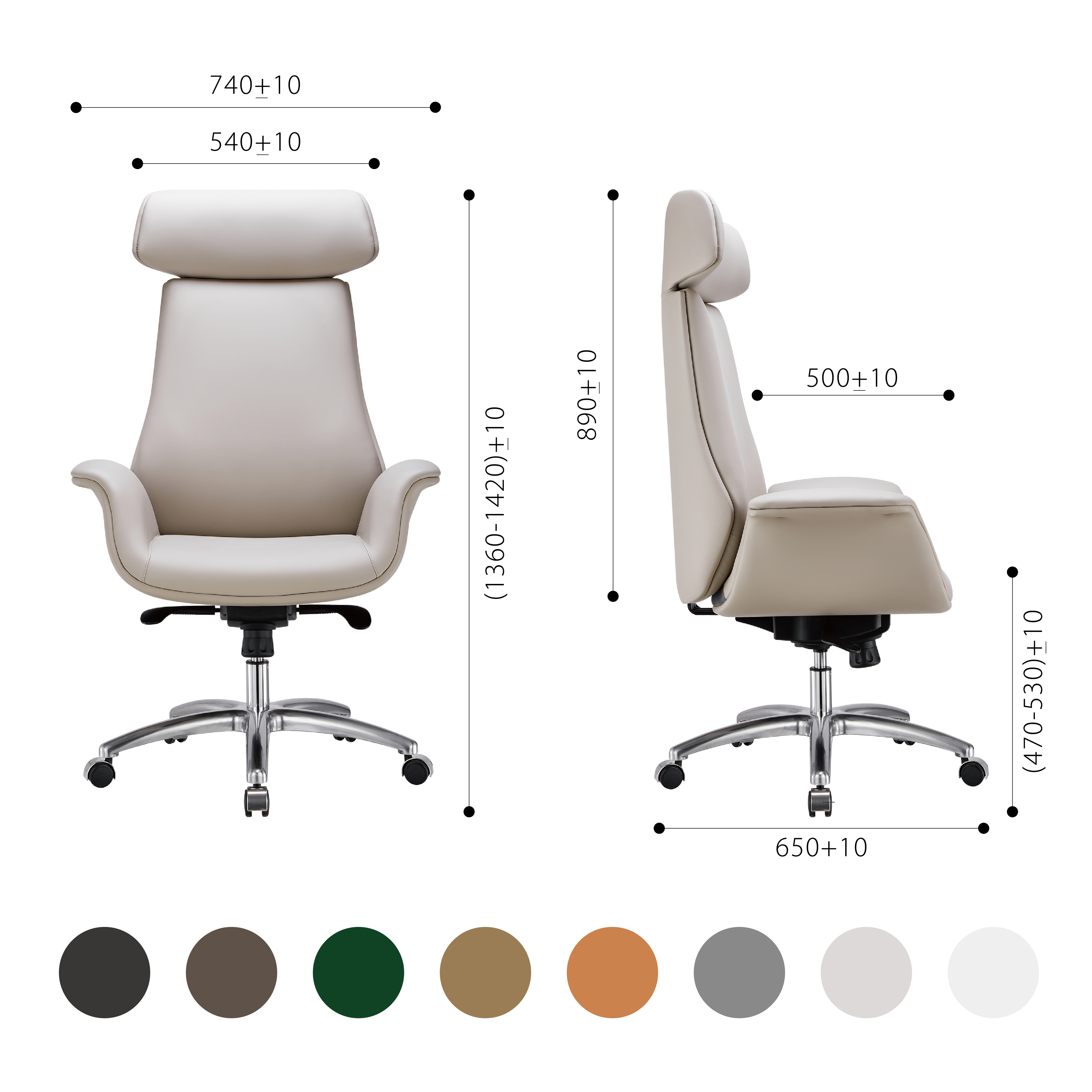 White Leather Swivel Chair - Stylish White PU Leather with 360° Silent Swivel