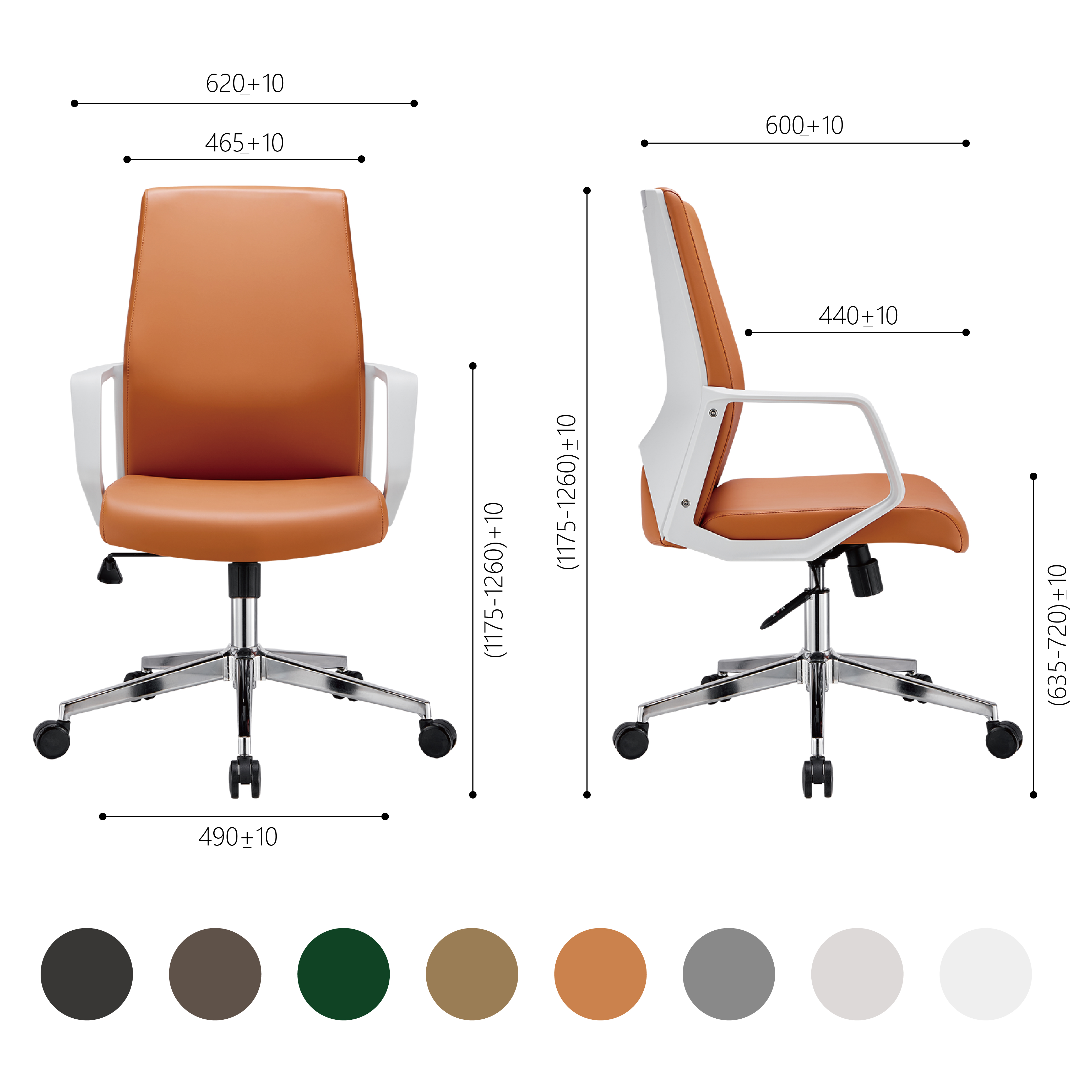 كرسي جلدي مع مسند ذراعين - مساند ذراعين مريحة ومبطنة وفقًا لمبادئ الإرجونوميكس، مع راحة فائقة من الجلد عالي الجودة