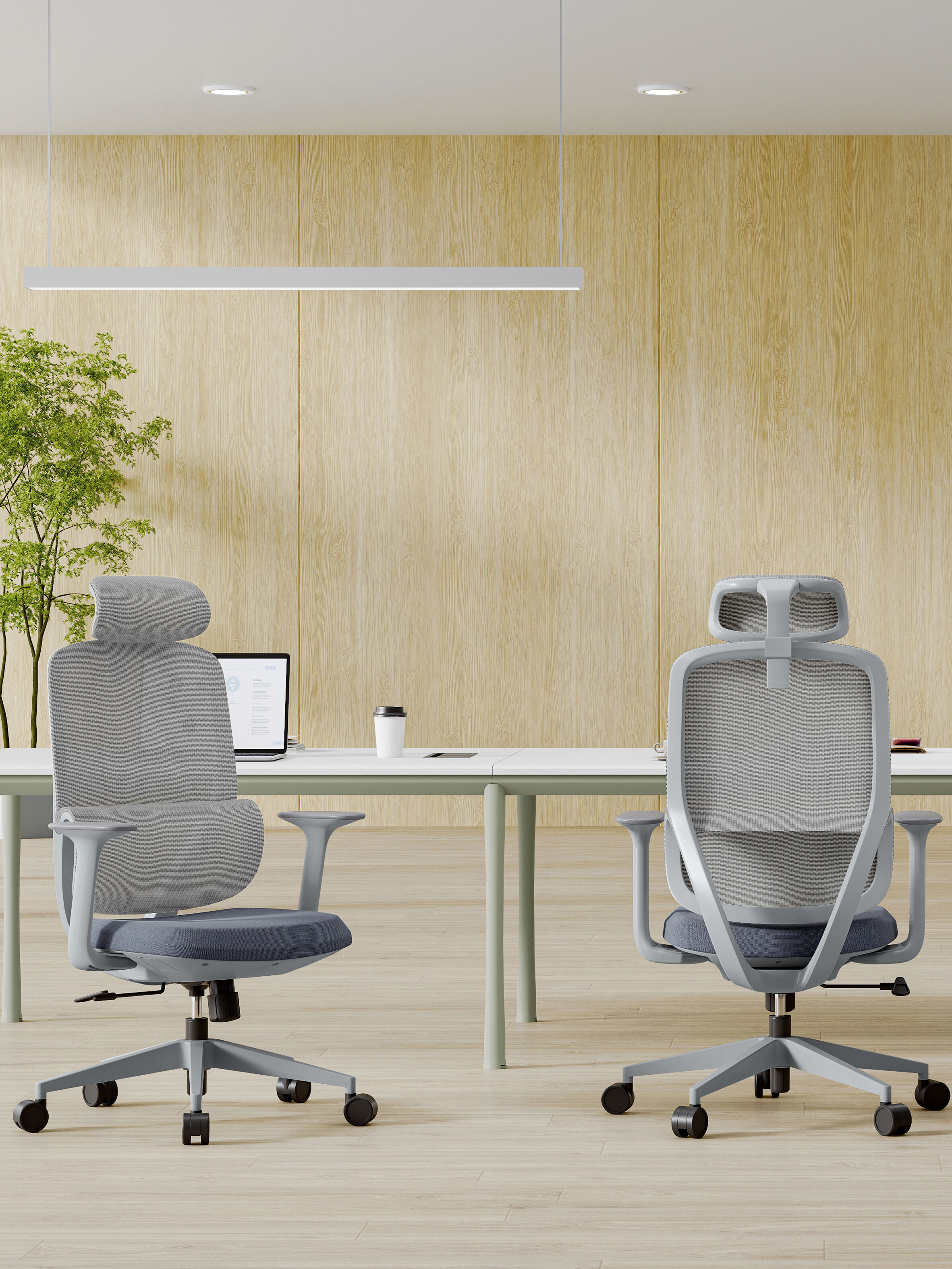 High Back Office Chair Mesh - Breathable High-Resilience Mesh with Full Spine Support