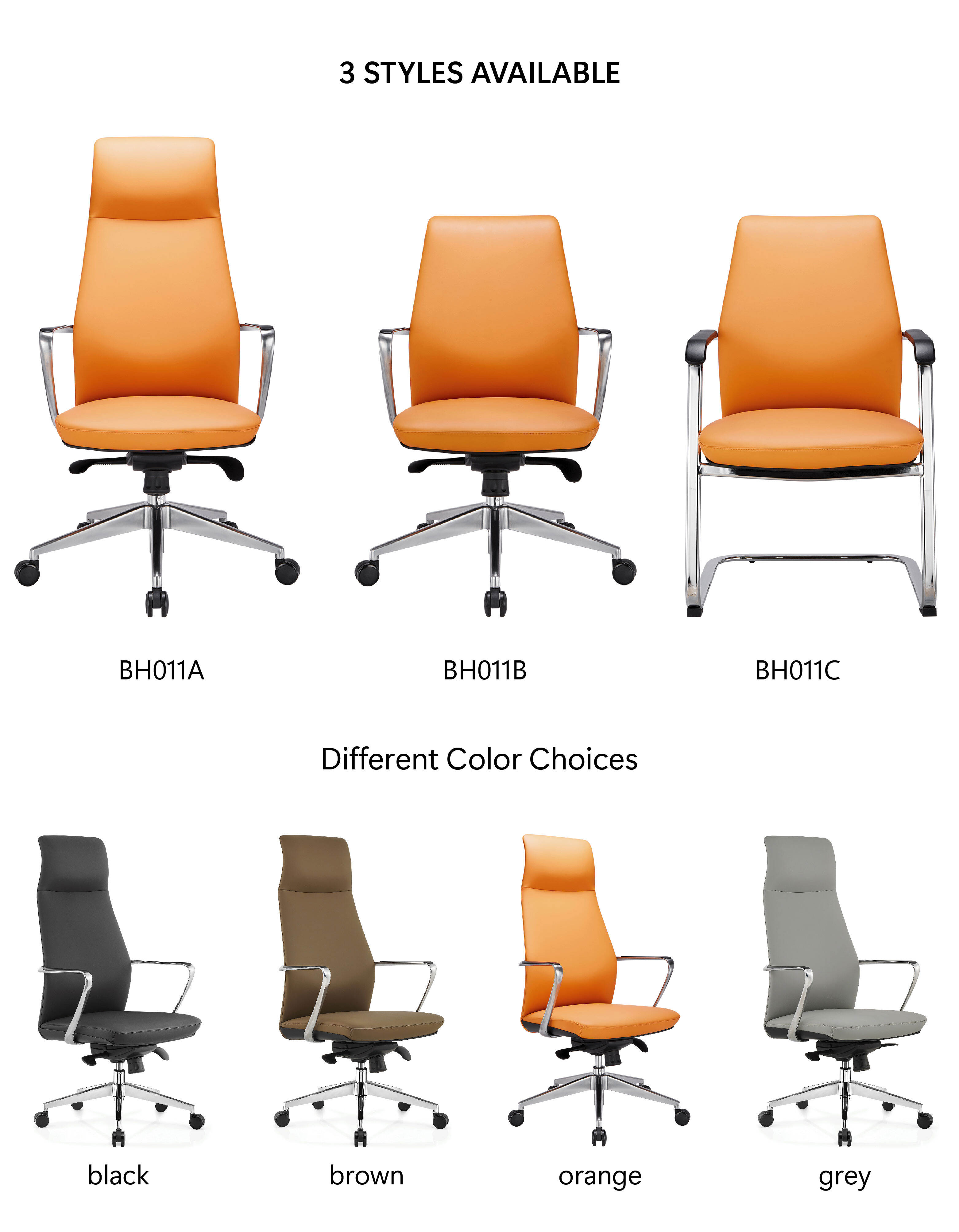 Swivel Leather Office Chair - 360° Silent Smooth Swivel with Premium Leather Finish