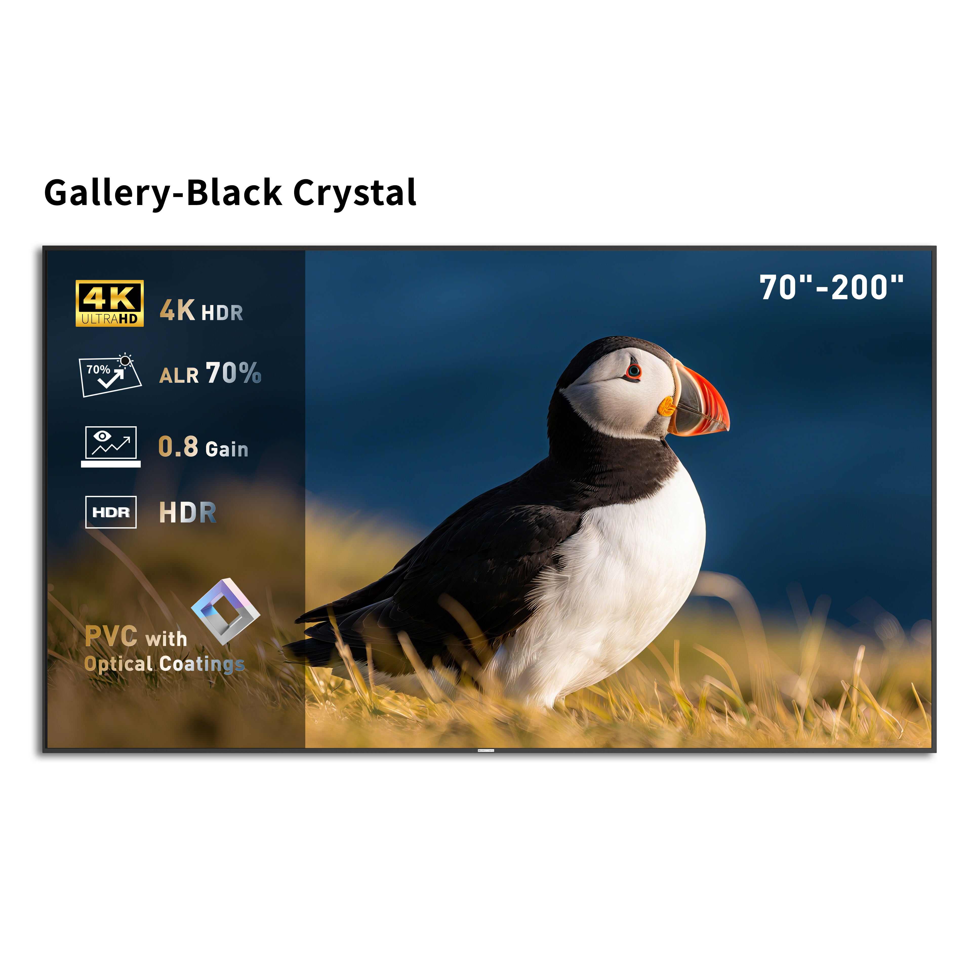 Layar Bingkai Tetap WUPRO Cinema Gallery ALR Black Crystal untuk Proyektor Jarak Jauh