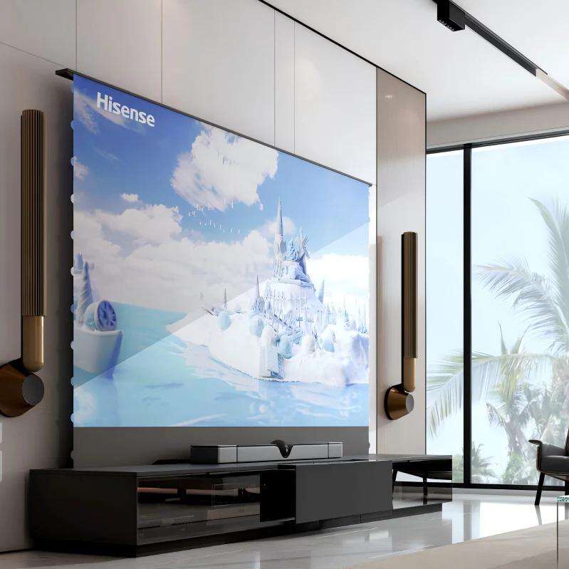 جهاز تلفزيون ليزري من نيكوهوم طراز برلين1 لشاشات بحجم ١٠٠–١٣٠ بوصة، مع شاشة أرضية قابلة للرفع وتقنية UST وسطح عاكس خاص (ALR CLR)