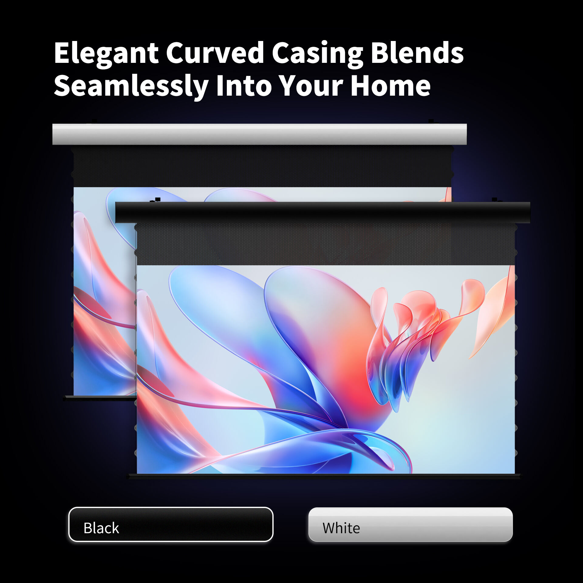 Wupro Cinema FlowArc Motorized Drop Down Screen Grey/Black Crystal for ...